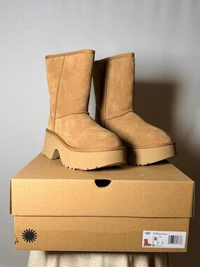 UGG Classic Twin Seam New Heights Platform Boots Chestnut Women's Size 8